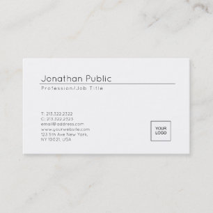 Trendy Add Your Logo Elegant White Clean Design Business Card