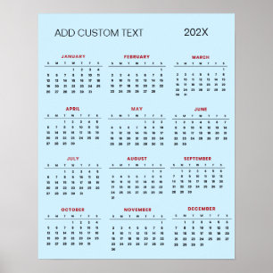 Trendy add your own custom text 2025 Calendar Poster