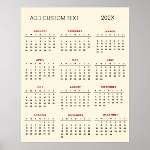Trendy add your own custom text 2025 Calendar      Poster