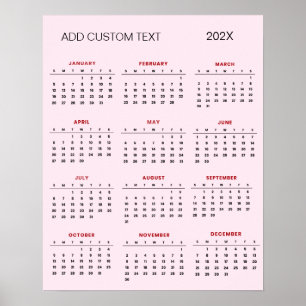 Trendy add your own custom text 2025 Calendar Poster