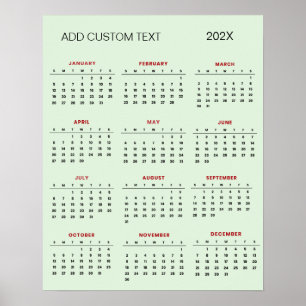Trendy add your own custom text 2025 Calendar      Poster