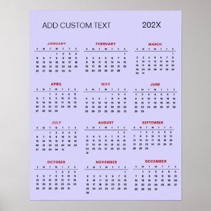 Trendy add your own custom text 2025 Calendar      Poster