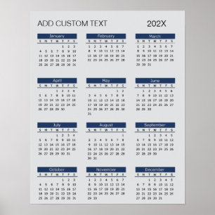 Trendy add your own custom text 2026 Calendar Poster