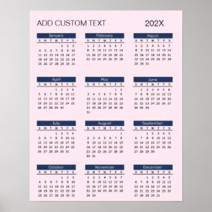 Trendy add your own custom text 2026 Calendar      Poster