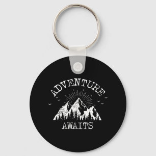 Trendy Adventure Awaits Travel Camping Vintage Key Ring