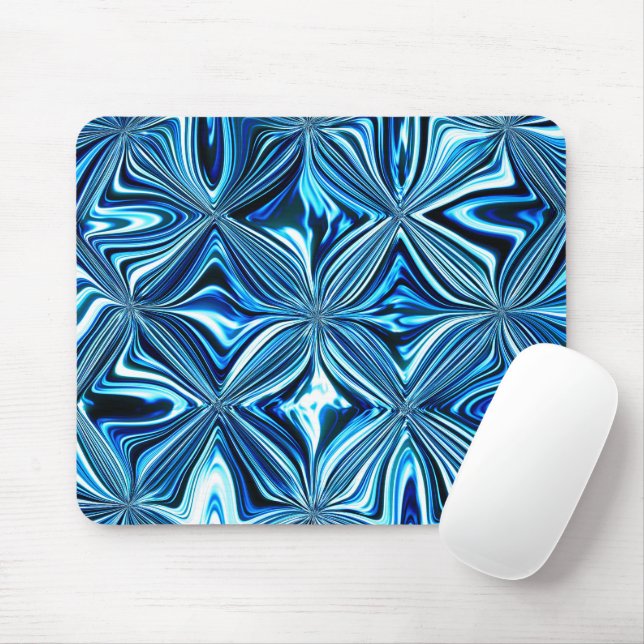 Trendy Aesthetic Blue Diamond Pattern Mouse Mat (With Mouse)