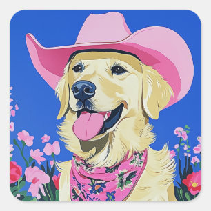 Trendy Aesthetic Cute Preppy Dog Square Sticker