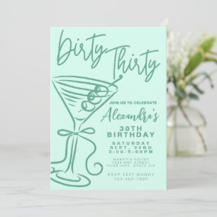 Trendy Aesthetic Dirty Thirty 30th Birthday Invitation
