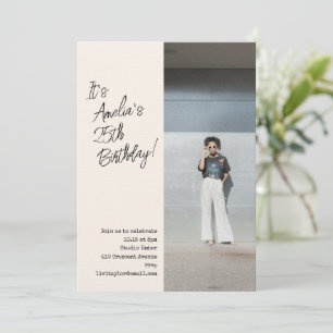 Trendy Aesthetic Photo 25th Adult Birthday Party  Invitation