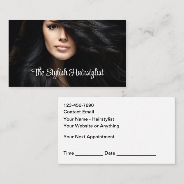 Trendy Affordable Hairstylist Appointment Cards (Front/Back)
