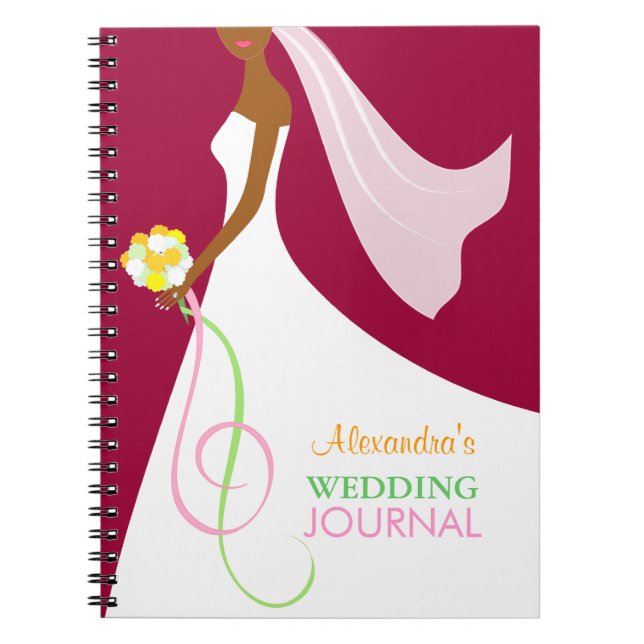 Trendy African American Bride's Wedding Journal (Front)
