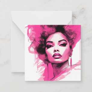 Trendy African American Woman in Pink Card