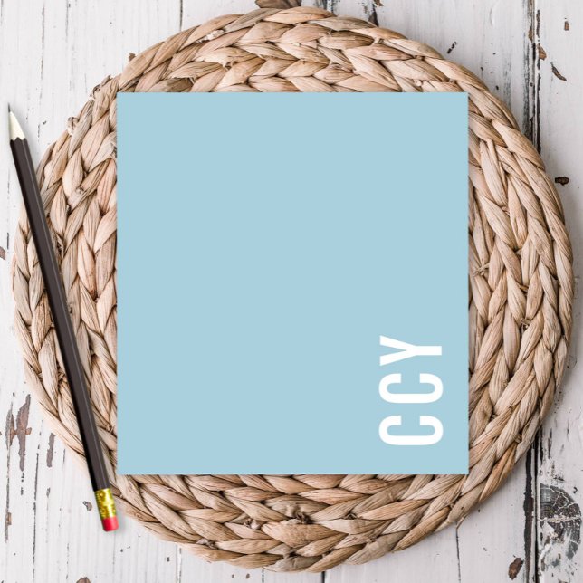 Trendy All Cap Sideways Monogram Blue Personalised Notepad (Creator Uploaded)