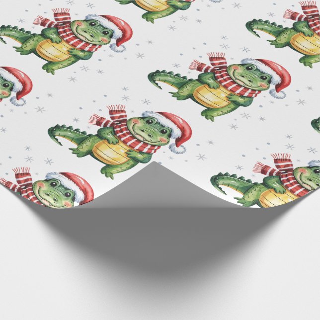 Trendy Alligators-Crocodiles Christmas Pattern  Wrapping Paper (Corner)