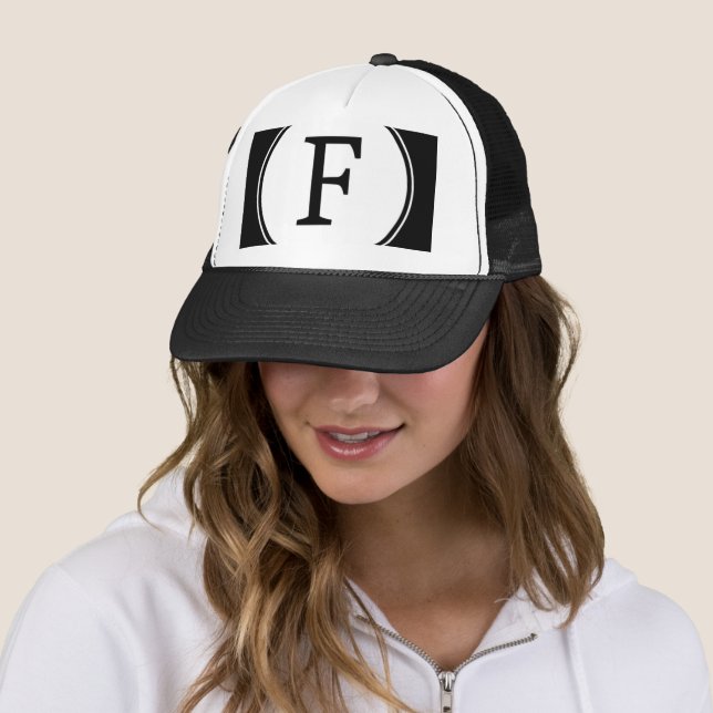 Trendy Alphabet F Mesh-Cap Monogram Mesh Outfit  Trucker Hat (In Situ)