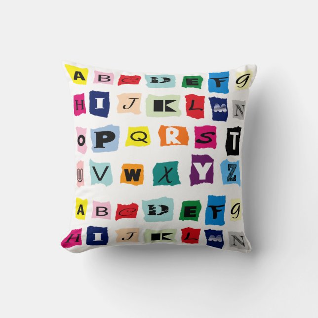 Trendy Alphabet Squares Tiles Cushion (Front)