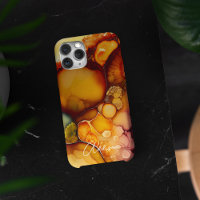 Trendy Amber Orange Abstract Watercolor