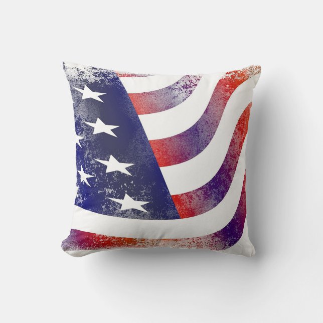 Trendy American Flag  Throw Pillow (Front)