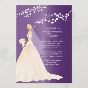 Trendy Amethyst BLONDE Bride Bridal Shower Invite