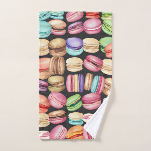 Trendy and Artistic Watercolor Macarons Pattern Hand Towel