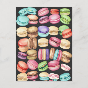 Trendy and Artistic Watercolor Macarons Pattern Postcard