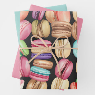 Trendy and Artistic Watercolor Macarons Pattern Wrapping Paper Sheet