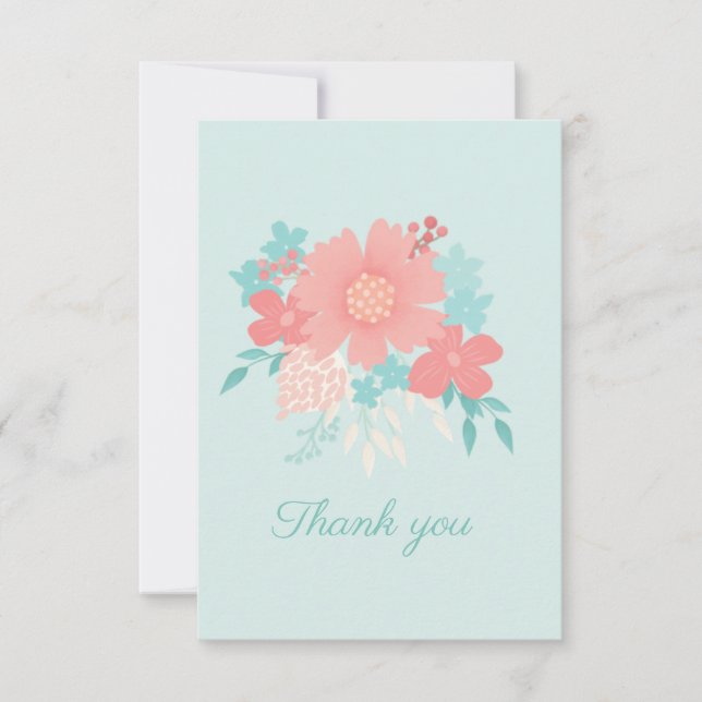 Trendy and beautiful floral design thank you card (Front)
