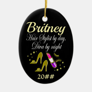TRENDY AND CHIC PERSONALIZED HAIR STYLIST CERAMIC TREE DECORATION