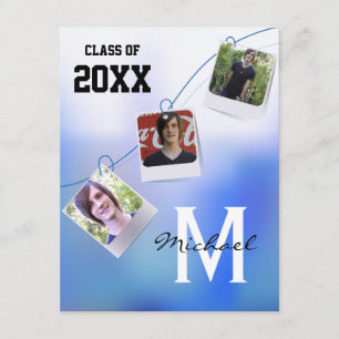 Trendy And Customisable Blue Ombre Photo Invite