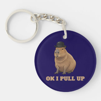 Trendy and funny Capybara meme design Key Ring