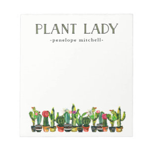Trendy and Funny Plant Lady with Cactus Notepad