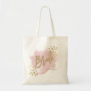 Trendy and Glam Blush Pink and Gold   Bride Tote Bag