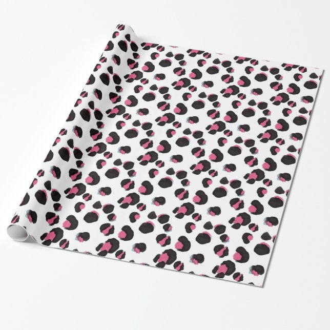 Trendy and glam  pink leopard print animal jungle wrapping paper (Unrolled)