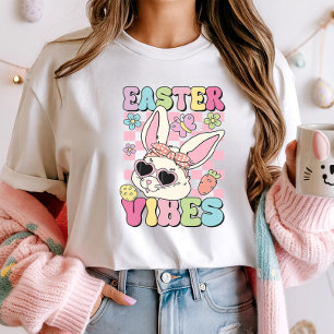 Trendy and Groovy Easter Vibes Bunny  T-Shirt