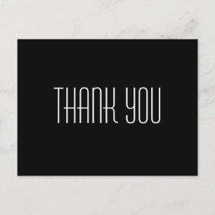 Trendy and Inexpensive Black Thank You Postcard