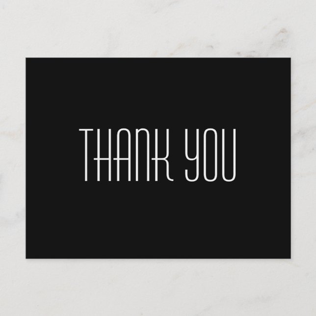 Trendy and Inexpensive Black Thank You Postcard (Front)