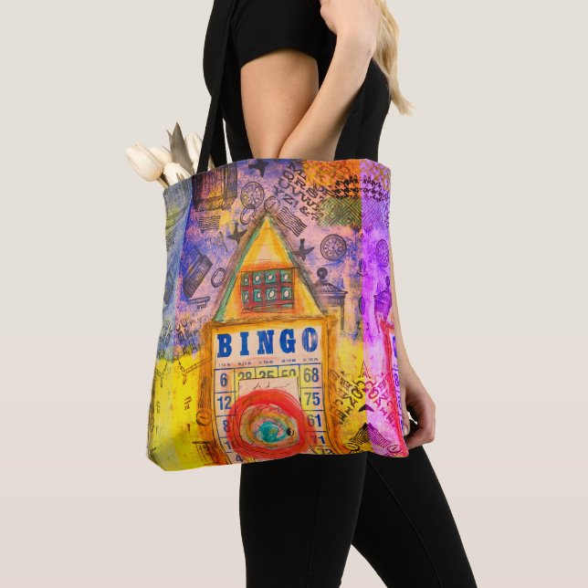 Trendy and Stylish Lucky Bingo Tote Bag (Close Up)