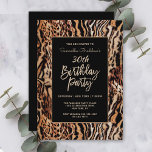 Trendy Animal Print 30th Birthday Party Invitation<br><div class="desc">Celebrate her 30th birthday in trendy style with this custom Safari style invitation. It features a wild animal print pattern in earthy shades of brown, tan, beige and black with a stripes and spots pattern. A chic black background frames your custom text in style. Personalise the text template with your...</div>