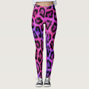 Trendy Animal Purple Pink Leopard Print Pattern Leggings