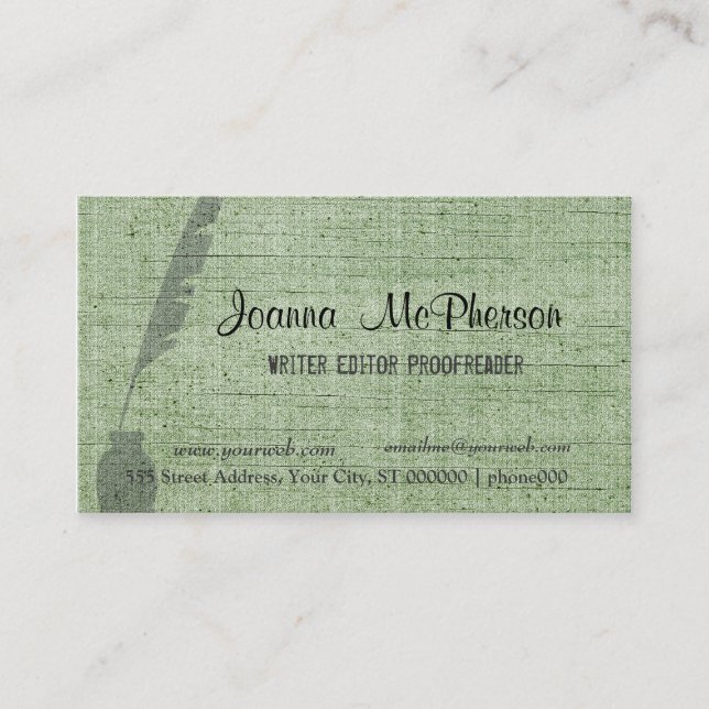 Trendy Antique Writing Ink Pen Editor Journalist Business Card (Front)