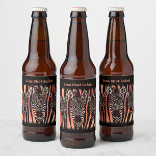 Trendy Antique Zebra Herd Personal Text Beer Bottle Label