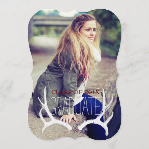 Trendy Antler Bracket Graduation 5x7 Invitation