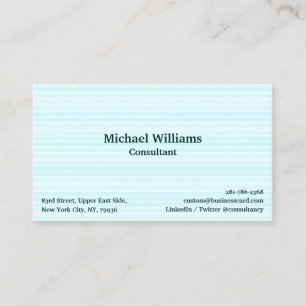 Trendy Aqua Blue Lines Pattern Modern Professional Business Card