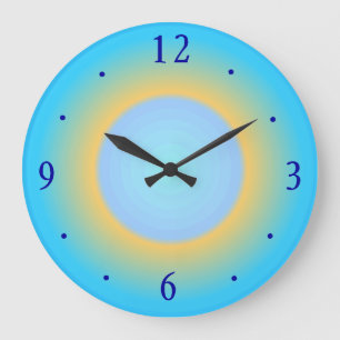 Trendy Aqua Blue Yellow> Modern Wall Clock