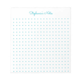 Trendy Aqua Personalised Dot Grid Notepad