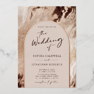 Trendy Arch Earthy Textures Real Rose Gold Wedding