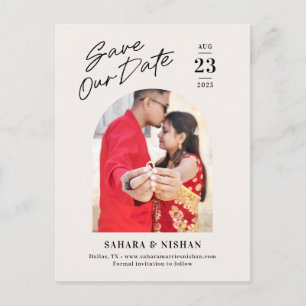Trendy Arch Editable Colour Save The Date Postcard