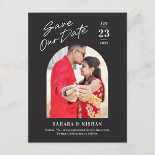 Trendy Arch Editable Colour Save The Date Postcard