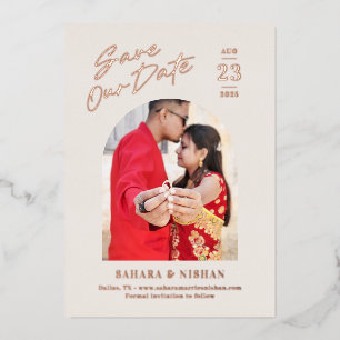 Trendy Arch FOIL Custom Colour Save The Date Card