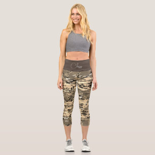 Trendy Army Fatigue Camouflage Personalised Capri Leggings